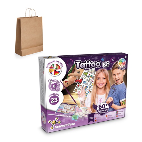Tattoo Factory Kit III. Edukativna igra isporučuje se s poklon vrećicom od kraft papira (115 g/m²)