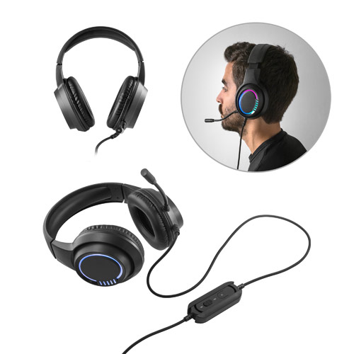 Thorne Headset RGB. ABS slušalice s 2 m kabela, mikrofonom i RGB LED svjetlima